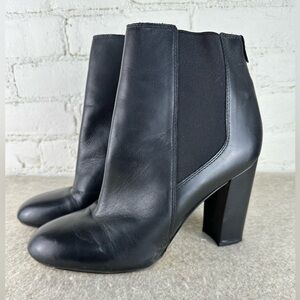 Sam Edelman Case Leather Block Heel Black Leather Booties Women’s Size 10